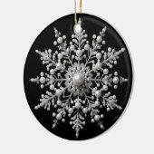 Silver and Pearl Snowflake Family Keramik Ornament (Links)