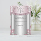 Silver and Pink Baby Girl Christening UAWG RSVP Karte (Stehend Vorderseite)