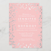 Silver and Pink Confetti Vintage Probe Abendessen Einladung (Vorne/Hinten)