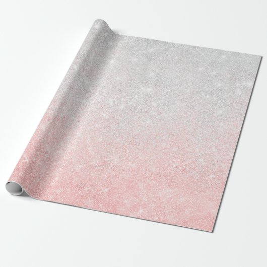 Silver and Pink Glitter Schatten Luxury Design Geschenkpapier (Ungerollt)