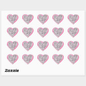 Silver and Pink Glittery Hearts Herz-Aufkleber (Blatt)