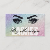 Silver and Rainbow Ombre Lash Tech QR Code Visitenkarte (Vorderseite)