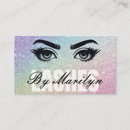 Silver and Rainbow Ombre Lash Tech QR Code Visitenkarte (Vorderseite)