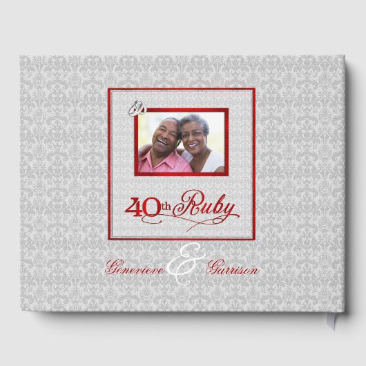 Silver and Red 40. Ruby Jubiläum mit Foto Gästebuch (Rückseite)