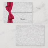 Silver and Red Bow Platzkarte - Hochzeitsfeier (Vorne/Hinten)