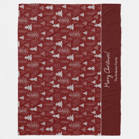 Silver and Red Christmas Tree Forest Pattern Fleecedecke (Vorderseite)