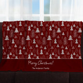 Silver and Red Christmas Tree Forest Pattern Fleecedecke