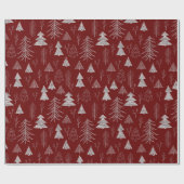 Silver and Red Christmas Tree Forest Pattern Geschenkpapier (Flach)