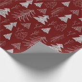 Silver and Red Christmas Tree Forest Pattern Geschenkpapier (Ecke)