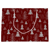 Silver and Red Christmas Tree Forest Pattern Große Geschenktüte (Vorderseite)