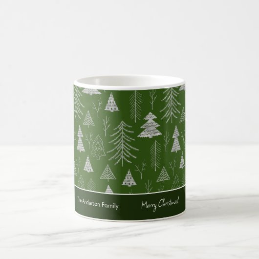 Silver and Red Christmas Tree Forest Pattern Kaffeetasse (Mittel)