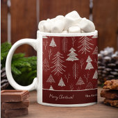 Silver and Red Christmas Tree Forest Pattern Kaffeetasse