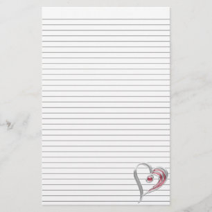 Silver and Red Heart Stationierung mit optionalen  Briefpapier