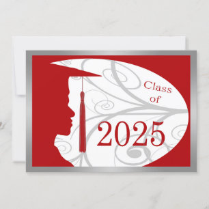 Silver and Red Man Silhouette 2025 Card Einladung
