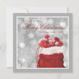 Silver and Red Merry Weihnachtskarten Feiertagskarte