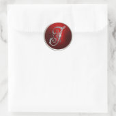 Silver and Red Monogram J Umschlag Aufkleber (Tasche)