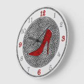 Silver and Red with Cheetah Animal Print Große Wanduhr (Winkel)