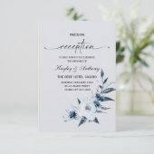 Silver and Royal Blue Empfang Einladung (Stehend Vorderseite)