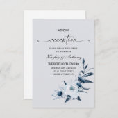 Silver and Royal Blue Empfang Einladung (Vorne/Hinten)