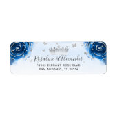 Silver and Royal Blue Rose Crown Rücksendeadresse (Vorne)