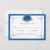 Silver and Royal Blue Rose Elegant RSVP Karte (Vorderseite)