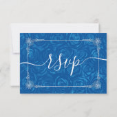 Silver and Royal Blue Rose Elegant RSVP Karte (Rückseite)