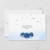 Silver and Royal Blue Rose Elegant Save the Date (Rückseite)