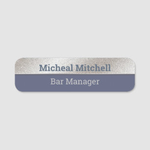 Silver and Slate Blue Business Employee Namensschild