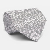 Silver and White Christmas Fair Isle Pattern Krawatte (Gerollt)