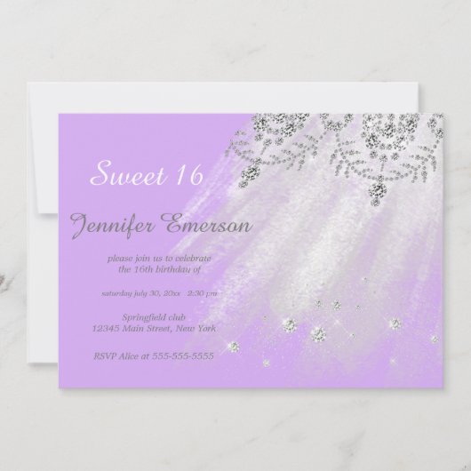 Silver and White Dress Glitzer 16 . Geburtstag Einladung (Vorderseite)