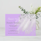 Silver and White Dress Glitzer 16 . Geburtstag Einladung (Stehend Vorderseite)