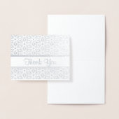 Silver and White Floral Pattern Vielen Dank Folienkarte (Anzeige)