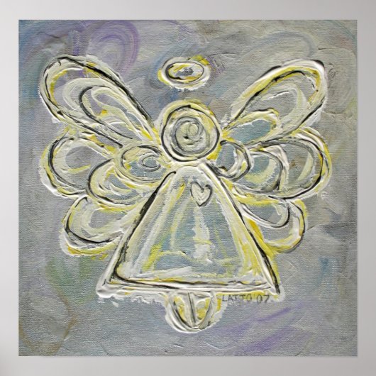 Silver and White Guardian Light Angel Poster Print (Vorne)