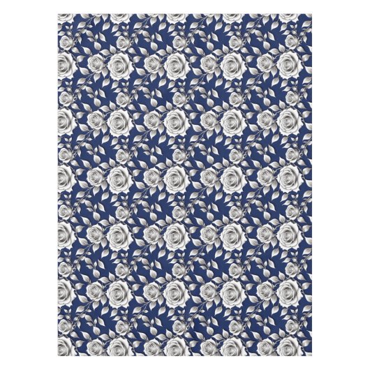 Silver And White Roses Tischdecke (Vorderseite)