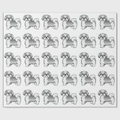 Silver and White Shih Tzu Cartoon Dog Muster Geschenkpapier (Flach)