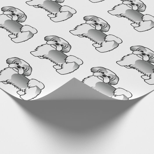 Silver and White Shih Tzu Cartoon Dog Muster Geschenkpapier (Ecke)