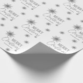 Silver and White Snowflake Script Weihnachten Geschenkpapier (Ecke)