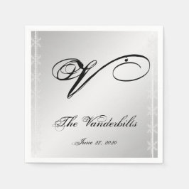 Silver and White Snowflake Winter Napkins Serviette