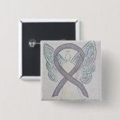 Silver Angel Awareness Ribbon Art Buttone Button (Vorne & Hinten)