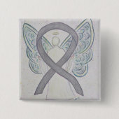 Silver Angel Awareness Ribbon Art Buttone Button (Vorderseite)