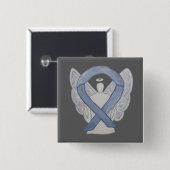 Silver Angel Awareness Ribbon Custom Art Buttone Button (Vorne & Hinten)