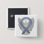 Silver Angel Awareness Ribbon Custom Art Buttone Button (Vorne & Hinten)