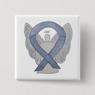 Silver Angel Awareness Ribbon Custom Art Buttone Button