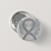 Silver Angel Awareness Ribbon Custom Art Buttone Button (Vorne & Hinten)