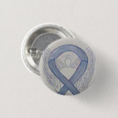 Silver Angel Awareness Ribbon Custom Art Buttone Button (Vorne & Hinten)