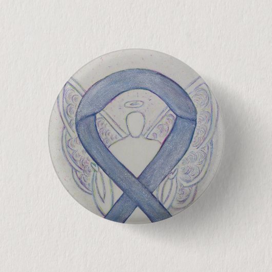 Silver Angel Awareness Ribbon Custom Art Buttone Button (Vorderseite)
