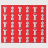 Silver Angel Red Wrapping Paper Geschenkpapier (Flach)
