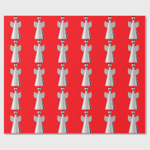 Silver Angel Red Wrapping Paper Geschenkpapier