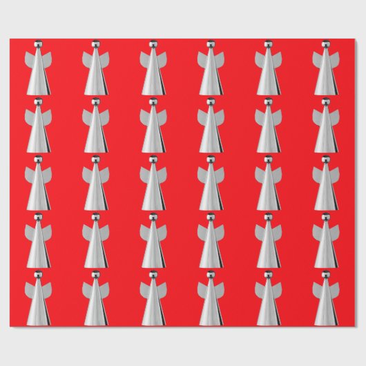 Silver Angel Red Wrapping Paper Geschenkpapier (Flach)