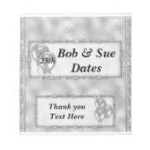 Silver Anniversary Candy Bar Wrappers Gastgeschenk Notizblock (Vorderseite)